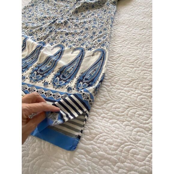 Old Navy Ditzy Floral and Paisley Blue and White 3/4 Sleeve Knee Length Dress M - Picture 10 of 11